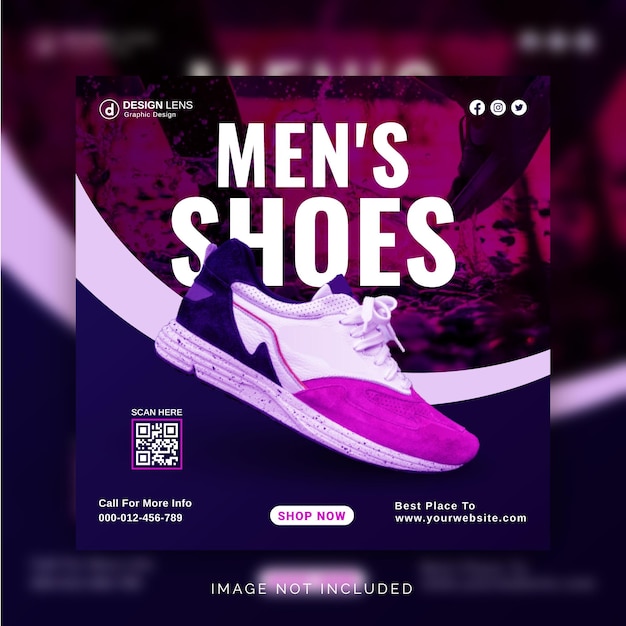Vector men's shoes collection orange gradient shoe social media banner instagram post template