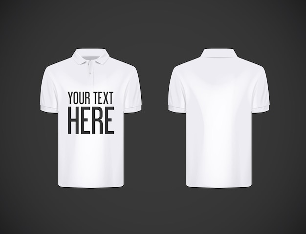 men's slimfitting short sleeve polo shirt with lettering for advertising white polo shirt isolated mockup design template for branding