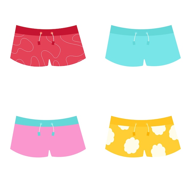 Men's swimsuits shorts are different Vector illustration