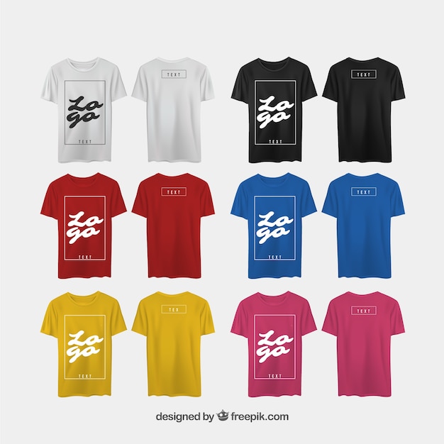 Men's t-shirt in different views with realistic style