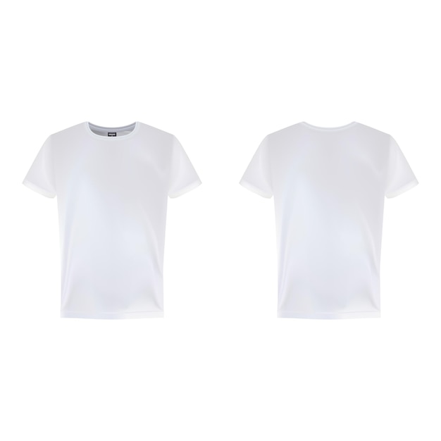 Vector men s white short sleeve tshirt design templates front and back view isolated on a white background vector illustration