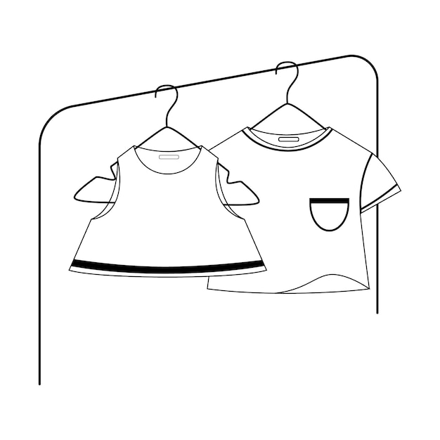 Men's and woman's clothes on hangers, vector illustration