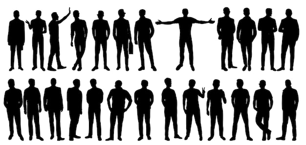 Men set black silhouette isolated vector