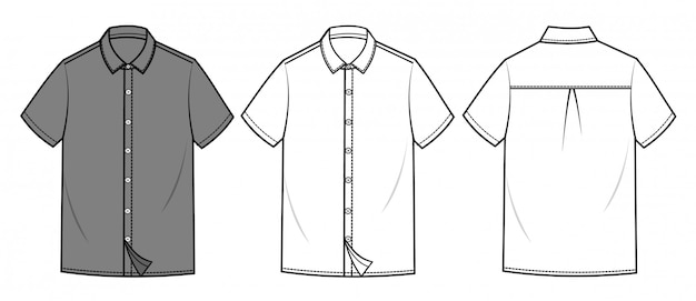 Vector men shirt fashion flat sketch template