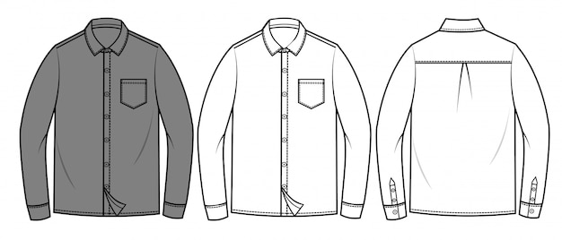 Men shirt fashion flat sketch template