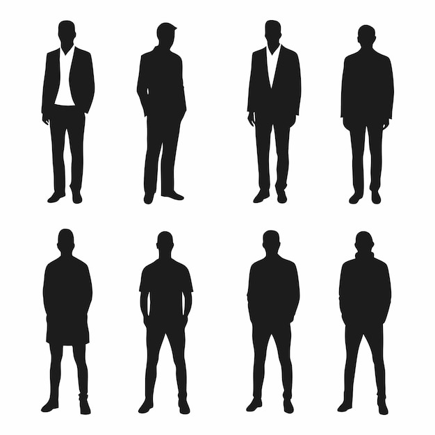 Men Silhouettes Vector Collection Various Poses and Outfits