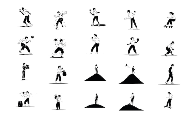 Vector men sport illustration collection