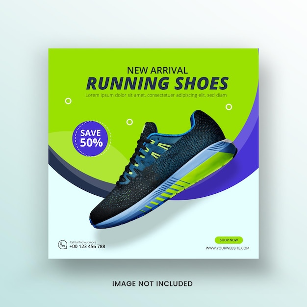 Vector men sports shoe social media post banner ads design