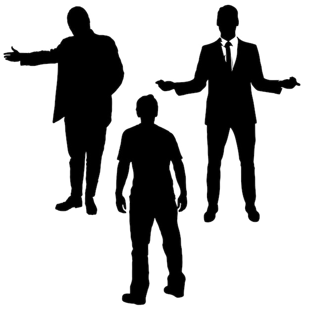 Men standing silhouette set vector design