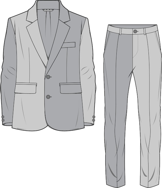 オフィスおよび企業の摩耗のスケッチ ブレザーとボトム セット 3 ピース スーツ ベクトルの男性スーツ
