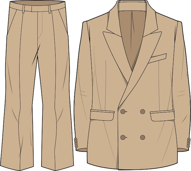 Vector men suit for office and corporate wear sketch blazer and bottom set three piece suit vector