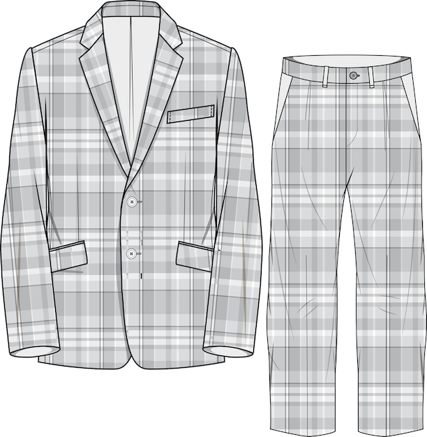 MEN SUIT FOR OFFICE AND CORPORATE WEAR SKETCH BLAZER AND BOTTOM SET THREE PIECE SUIT VECTOR