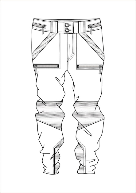 Vector men sweats cargo pants flat sketch