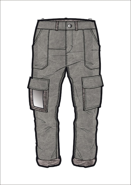 men sweats cargo pants flat sketch