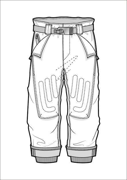 Vector men sweats cargo pants flat sketch