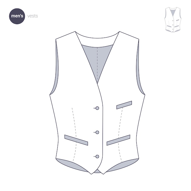 Vector men vest. clothes thin line style.