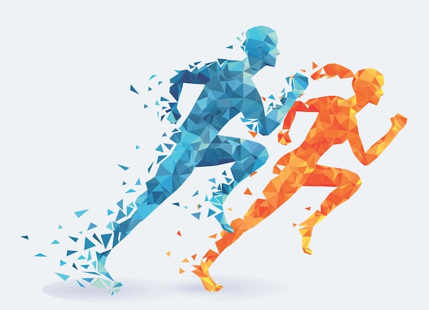men vs women runner vector illustration feminism concept