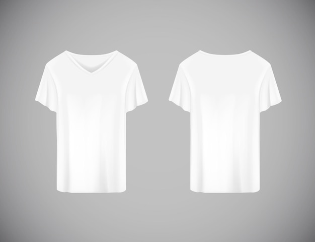 Vector men white t-shirt. realistic mockup. short sleeve t-shirt template on background.