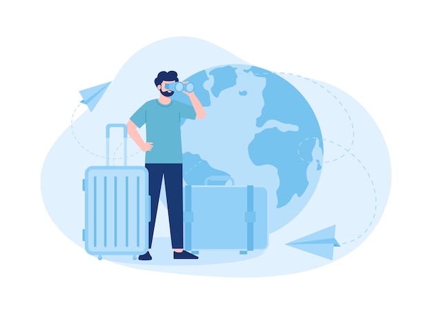 Vector men will travel the world trending concept flat illustration