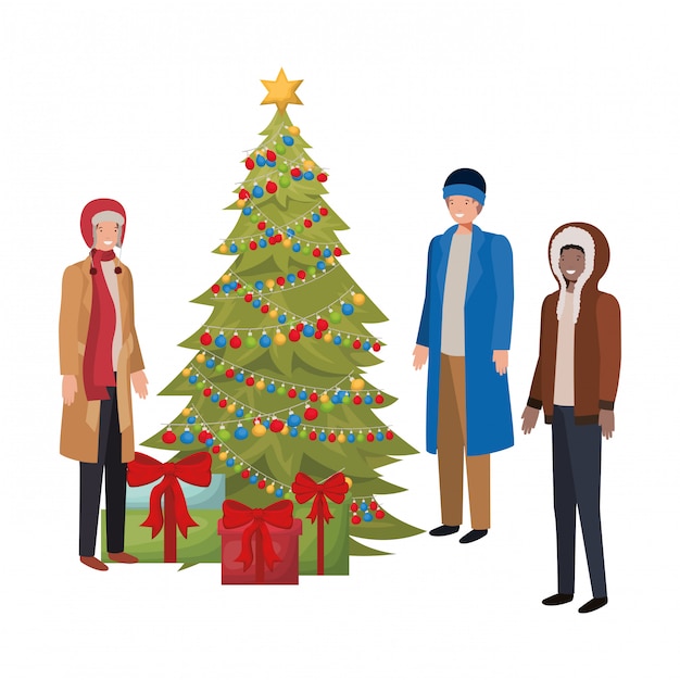 Men with christmas tree and gifts avatar