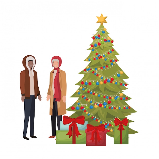 Men with christmas tree and gifts avatar