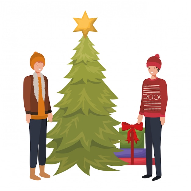 Men with christmas tree and gifts avatar