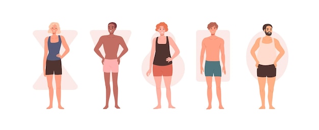 Men with different bodies shapes