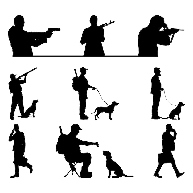 Men with dog silhouette