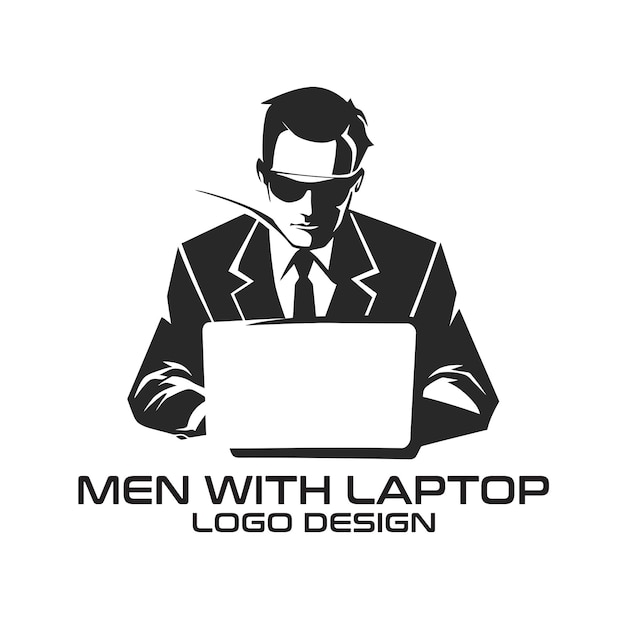 Men With Laptop Vector Logo Design