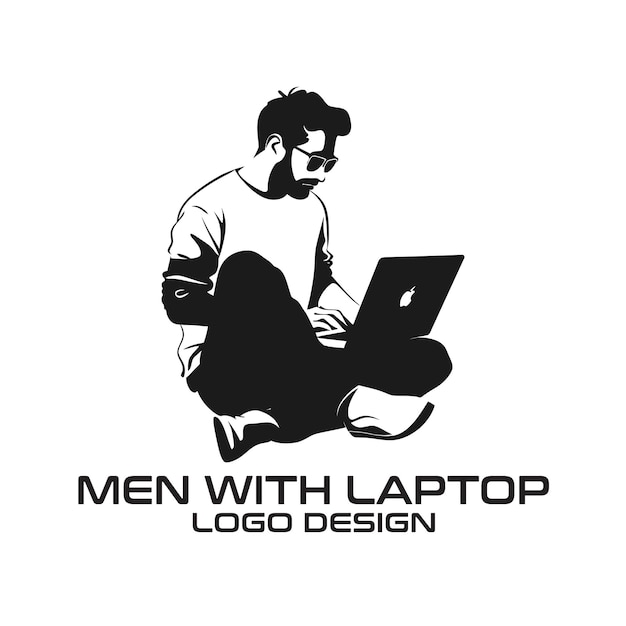 Men With Laptop Vector Logo Design