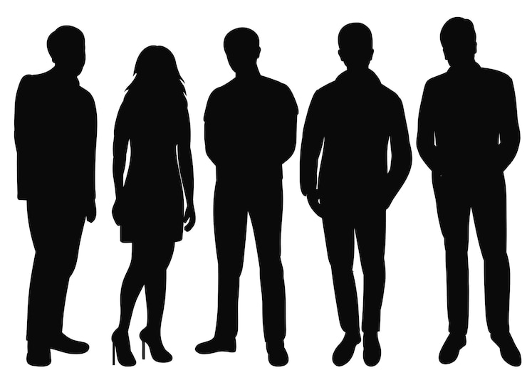 Vector men and women black silhouette isolated vector