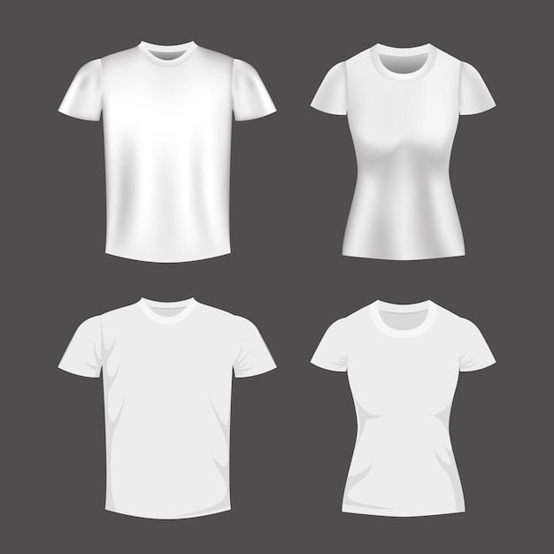 Vector men and women blank shirts isolated