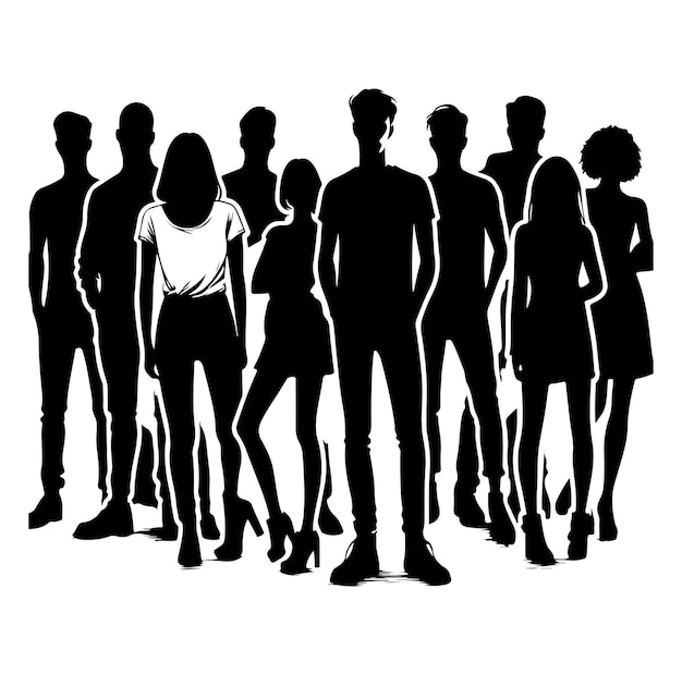 Men women group friends crowd people vector