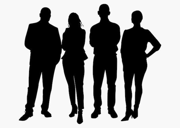 Silhouette di gruppo di uomini e donne