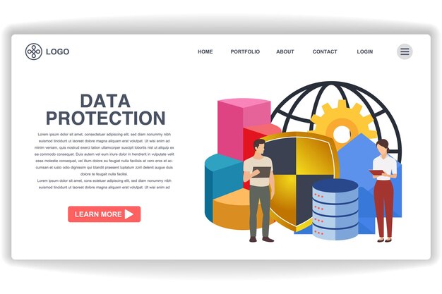 men and women holding books website page data protection modern flat design concept of web page design for website and mobile website