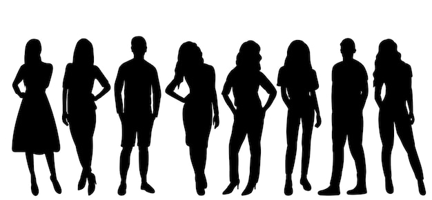 Men and women people silhouette isolated