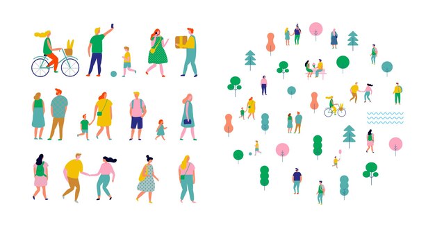 Men and women silhouettes.  Crowd, city life. Different people. Flat vector characters isolated