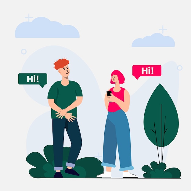 Men and women talking outdoor vector illustration man and woman worker flat vector