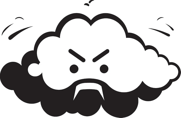 Vector menacing thunderhead angry cloud icon design furious cumulus vector angry cloud emblem