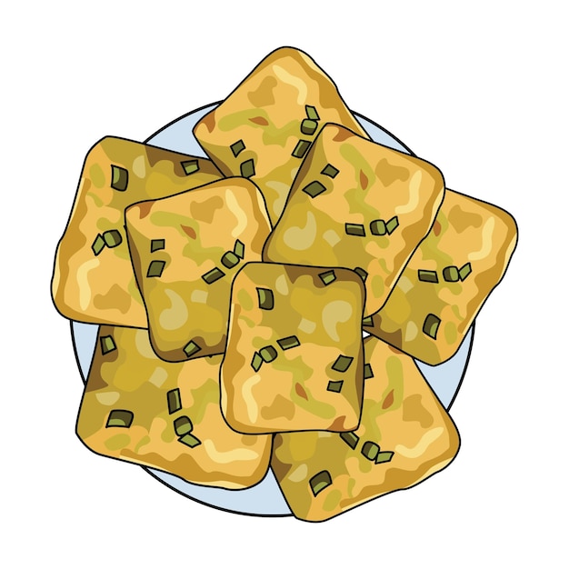 Vector mendoan or fried tempeh from indonesian vector illustration
