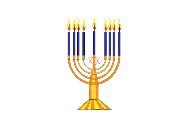 Vector menorah with a yellow flame. vector illustration.