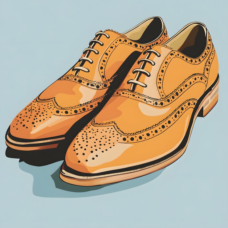 Vector mens brogue shoes flat 2d design