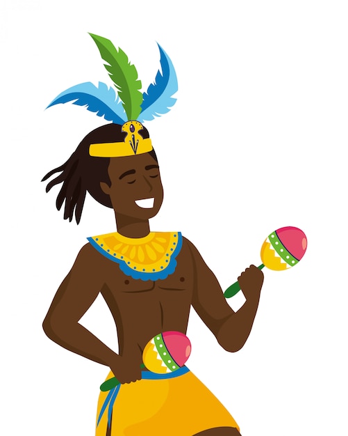 Mens die de vectorillustratie van Carnaval van Brazilië vieren