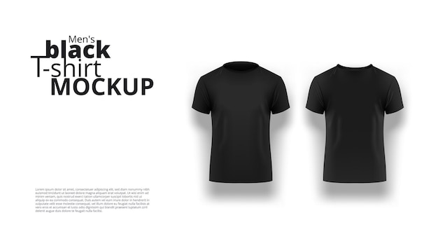 Vector mens realistic black tshirt with short sleeve