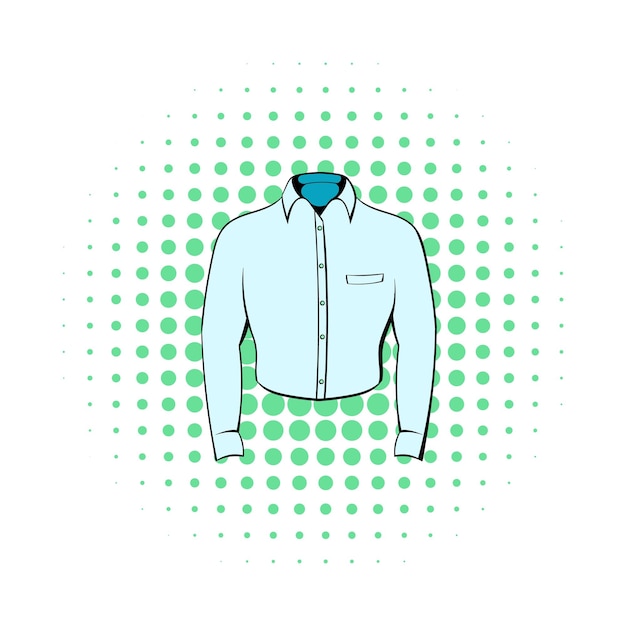 Mens shirt icon in comics style on dotted background clothing symbol