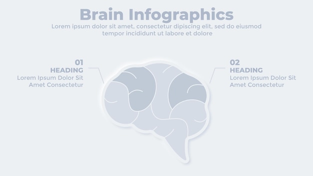 Menselijk brein bedrijfsstrategie infographic neumorfe presentatiediasjabloon