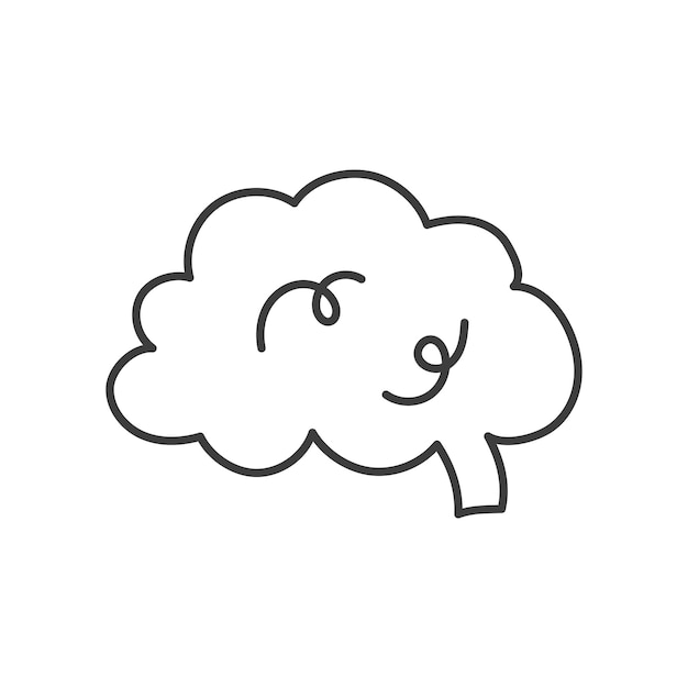 Menselijk brein Doodle Icon Outline Cognition symbool Orgaan teken schets Vector illustratie