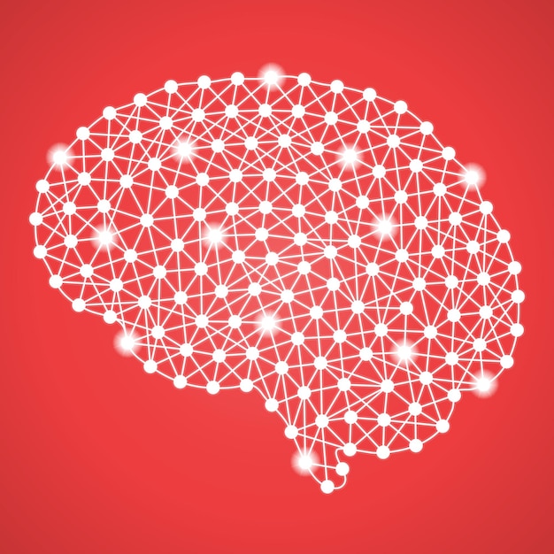 Menselijk brein geïsoleerd op een rode achtergrond vectorillustratie