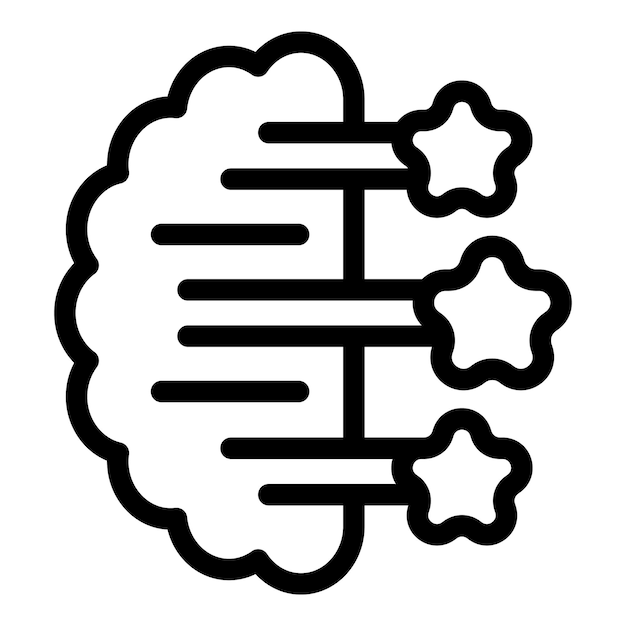 Menselijk brein genereren ideeën vertegenwoordigd door sterren voor creatief proces brainstorming en innovatie