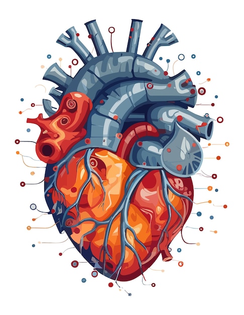 Menselijk hart vectorillustratie op geïsoleerde achtergrond